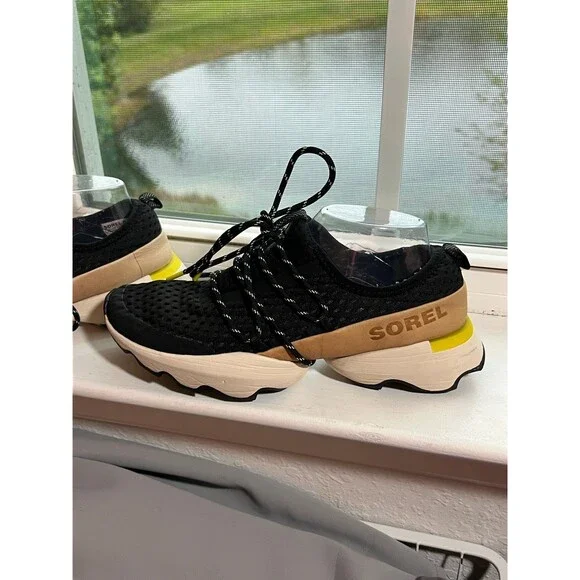 Sorel Kinetic Impact Lace Sneakers in Black Tan and Chartreuse Women’s Size 8.5 - Picture 5 of 12